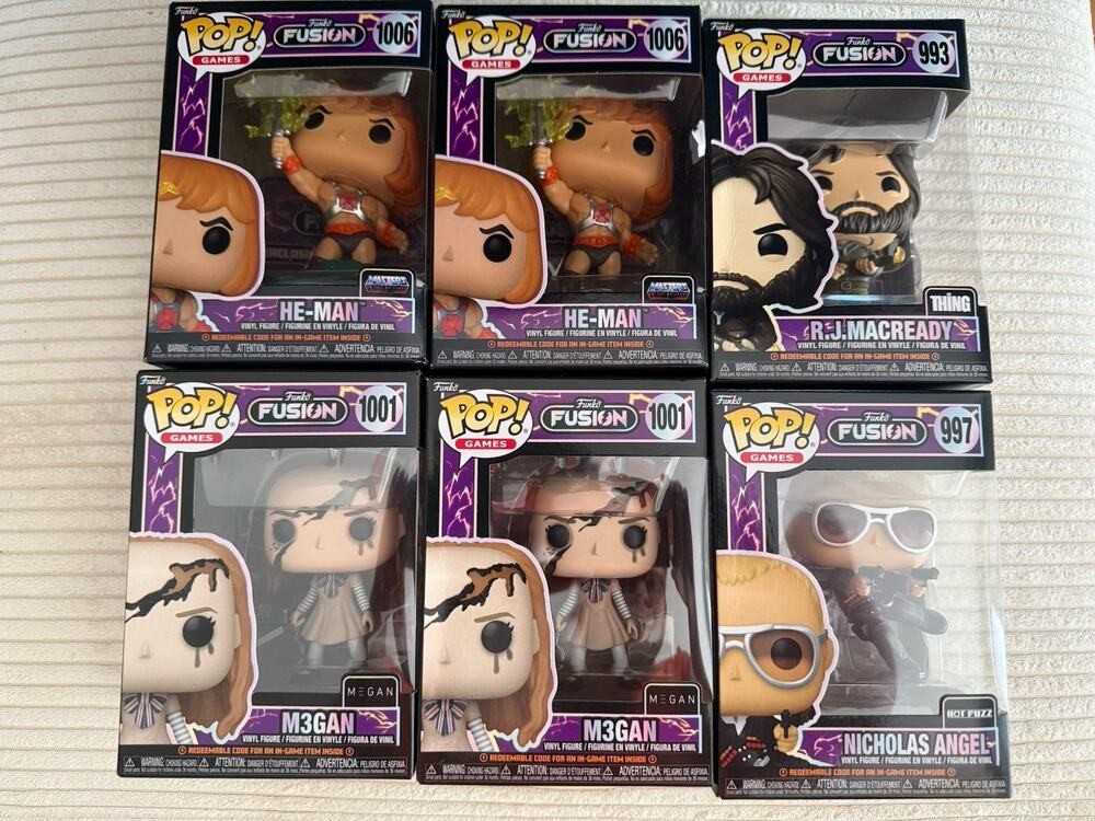 Funko Pop! Mixed Lot 6 Boxed Vinyl Figures M3GAN He-Man Nicholas Angel Thing